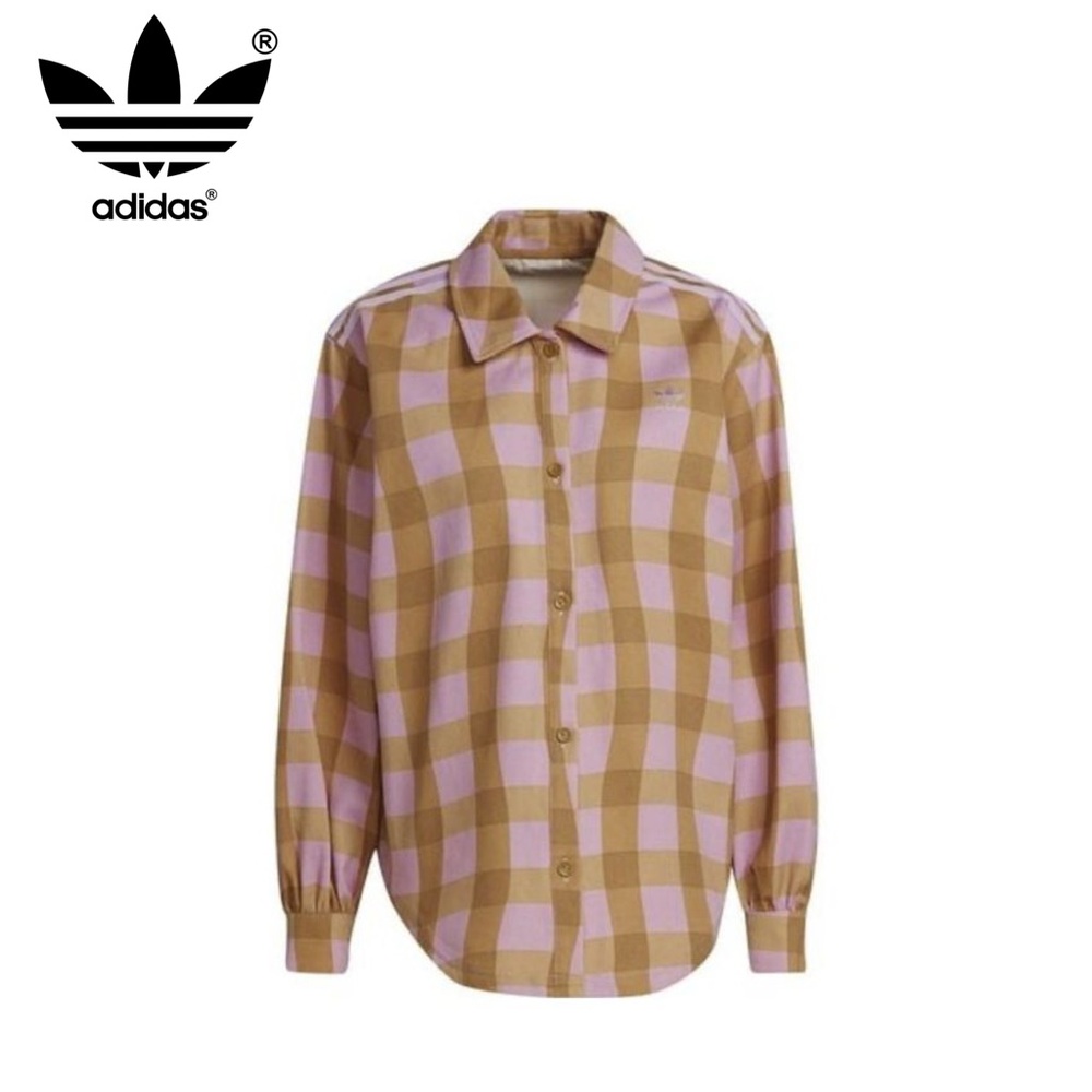✨NEW Adidas Originals Pink and Tan Plaid Jacket